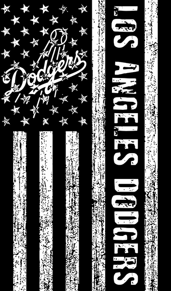 Los Angeles Dodgers Black And White American Flag logo iron on paper